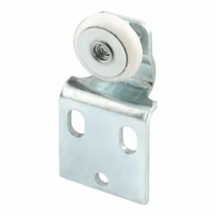 This hanging door roller is designed for sliding door applications. It measures 2 5/16 inches in length and 3 3/4 inches in width, with a maximum weight capacity of 60 lb per pair. Supplied as a pair (1 PR), it is suitable for use in residential or light commercial settings.