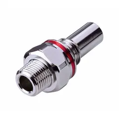 This chrome-plated brass quick-disconnect tube fitting features a 3/8 in pipe size with a Quick-Disconnect Coupler x NPT connection type. The Warm Red finish provides corrosion resistance. Suitable for fluid-handling systems requiring rapid line connection and disconnection.