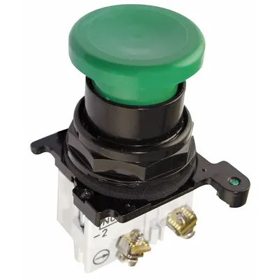 EATON Mushroom Head Push Button: Non-Illuminated, Mushroom Head Profile, Metallic - Mushroom-Head Push Buttons