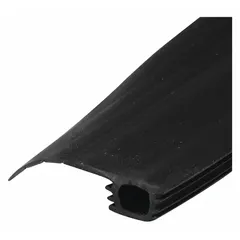 This bug seal is designed for screen doors to close the gap at the bottom, blocking insects and drafts. It measures 84 inches in length, 1 1/2 inches in height, and 5/16 inches in width, with an unfinished black finish that can be painted or stained to match the door.