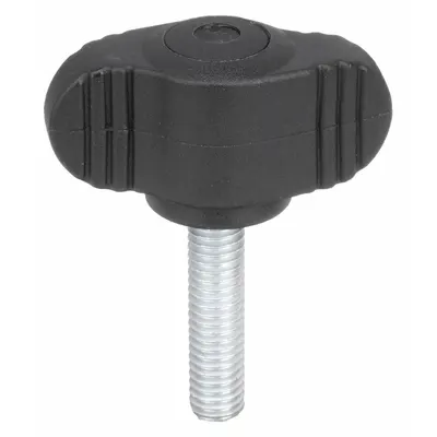 KIPP Hand Knob: Wing, Plastic w/ SS Thread, 1/4"-20 Thread, 30 mm Thread Lg - Wing Knobs with Threaded Stud