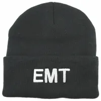 HEROS PRIDE EMT Hat: Universal, Black with White Lettering, Acrylic Knit (MPN 6859)