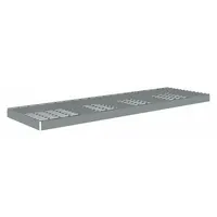 Steel wire decking shelf kit for boltless shelving systems. Includes four zinc-plated steel beams and a single straight shelf with 5 ga steel decking. Gray finish with zinc-plated decking and frame. Load capacity 1500 lb. Suitable for organizing boxes, parts, and equipment in warehouses and industrial storage areas