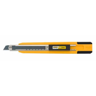 OLFA Snap-Off Utility Knife: 5 1/2 in Overall Lg, Plain, 13 Segments, 5 Blades Stored - 9mm Blade Snap-Off Knives