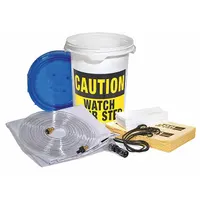 This leak diverter is made of clear PVC with a polyester/PVC construction and measures 5 ft by 5 ft. It uses a straps mounting style for installation under ceilings. Designed to channel dripping water away from equipment, walkways, or sensitive areas in industrial plants, warehouses, and facilities