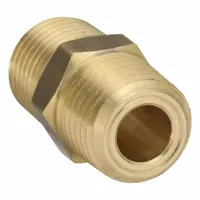 This straight pipe fitting connects male NPT and male BSPT threaded pipes of 1/4 in size. It is rated for a maximum operating pressure of 1,000 psi, suitable for industrial fluid or pneumatic systems requiring a reliable seal