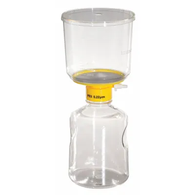 LAB SAFETY SUPPLY Filter Unit: 0.22 um Max Particle Size, 90 mm Dia, PES, Includes Stopper - Vacuum Filter Systems