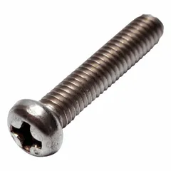 Grade 2 titanium pan head machine screw with M4x0.70 thread, 20 mm length, plain finish, and #2 Phillips drive. Suitable for general industrial fastening applications where corrosion resistance and reduced weight are required.