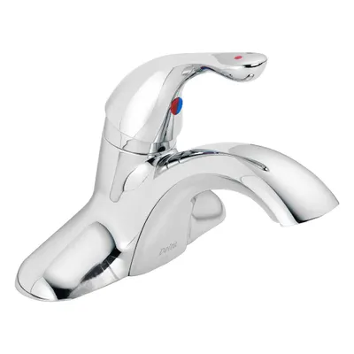 Delta Low Arc Bathroom Faucet: Delta Commercial, Brass, Chrome Finish, 1.2 gpm Flow Rate - Centerset Handle Bathroom Faucets