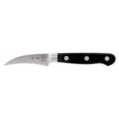 Forged steel blade with taper ground edge for precise cutting. Black glass-reinforced polyoxymethylene handle provides a secure grip. Overall length 2 1/2 inches. NSF certified. Suitable for peeling, trimming, and detail work on fruits and vegetables.
