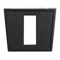 This switch panel is used to mount and protect electrical switches in vehicles and heavy equipment. Outside dimensions: 1 1/2 in height by 1 3/16 in width. Opening dimensions: 13/16 in height by 1/2 in width