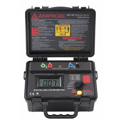 AMPROBE Milli Ohmmeter: 0 microohm to 2 kiloohm, Digital, Low Resist - Milli- & Micro-Ohm Meters