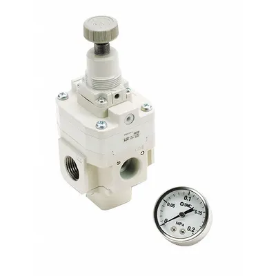 SMC Precision Compressed Air Regulator: Aluminum, 1/2 in Rc, 1 MPa Max Op Pressure - SMC FRL Air Regulators