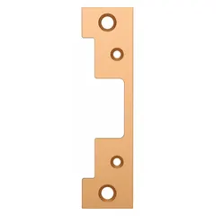 Bronze faceplate for HES Series 5000 electric strikes. Measures 1-1/4 inches wide by 4-7/8 inches high. Used as a replacement or upgrade in access control systems to secure door frames.