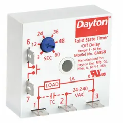 Surface-mounted timing relay for industrial control applications requiring precise time delays. Operates on 24 to 240V AC. Suitable for motor start sequencing, conveyor timing, and process automation.