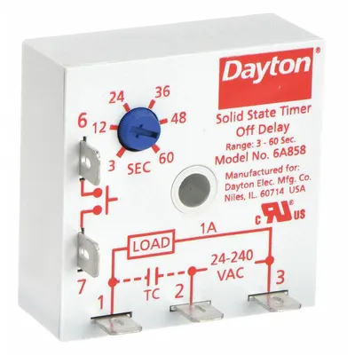 Dayton Single Function Encapsulated Timing Relay: Surface Relay Mounting - Surface-Mounted Relays