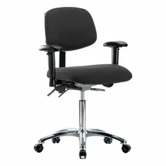 ESD Task Chair with Arms, Fabric Seat, Aluminum Base, Height Range 21 1/2" to 29"