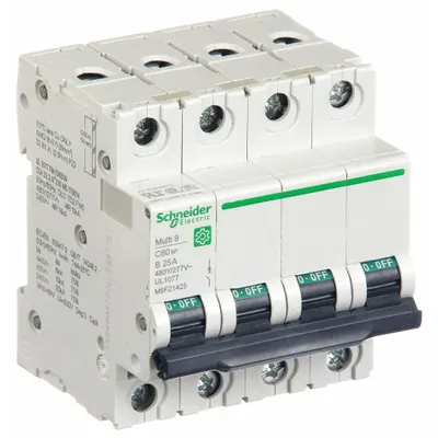 SCHNEIDER C60SP B-Curve 4-Pole UL1077 Supplementary Protector - B-Curve, 4-Pole UL1077 DIN Rail-Mount Supplementary Protectors