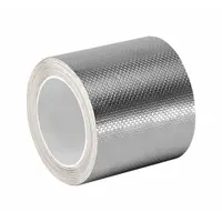 Silver and copper foil tape with embossed design, 4 mil thick, 6 yd length, rated 600 V. Used for EMI/RFI shielding, grounding, and splicing in electrical and electronic applications
