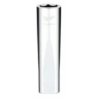 MILWAUKEE Deep Well Socket: Metric, 1/2 in Drive Size, 15 mm Socket Size, 6-Point, Deep, Chrome (MPN 45-34-9139)