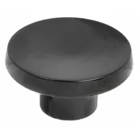This pull knob features a thermoset construction with a threaded hole for secure mounting. It has a 1.5 in diameter, #10-32 thread, and 30 mm thread length. Commonly used for manual grip and actuation on control panels, machinery enclosures, and adjustment mechanisms