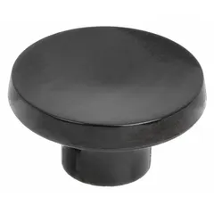 This pull knob features a thermoset construction with a threaded hole for secure mounting. It has a 1.5 in diameter, #10-32 thread, and 30 mm thread length. Commonly used for manual grip and actuation on control panels, machinery enclosures, and adjustment mechanisms.