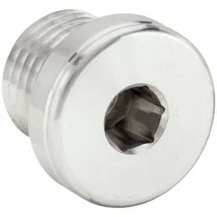 This extreme pressure threaded pipe fitting is a 316 stainless steel plug with a 14 mm x 1 1/2 in male threaded x female connection, rated for 9,100 psi. It is used to seal or close off ports in high-pressure hydraulic and pneumatic systems, common in industrial fluid power and process instrumentation applications.