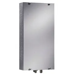 Wall-mounted cooling-only heat exchanger for indoor use. Operates on 230 V supply. Suitable for removing heat from enclosed electrical equipment to maintain operating temperatures.