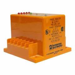 Surface-mounted relay from the SLM Series that monitors phase unbalance on 440 to 490V AC systems. Detects phase loss or imbalance to protect equipment such as motors, pumps, and compressors in industrial control applications.
