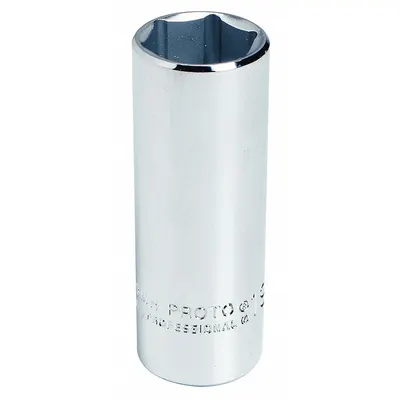 PROTO Socket: Metric, 3/8 in Drive Size, 18 mm Socket Size, 6-Point, Deep, Chrome - 3/8" Drive Hand Sockets