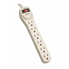 General purpose power strip with 6 outlets, 4 ft cord, and 15 A rating. Features keyhole mounting for secure installation. Suitable for basic power distribution in office, industrial, or home environments. Not UL rated for healthcare applications.