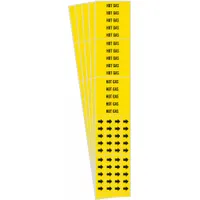 Pipe Marker: Hot Gas, Yellow, Black, Fits 3/4 in and Smaller Pipe O.D., 3 Pipe Markers, 5 PK (MPN 7145-3C-PK)