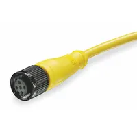 Cordset: M12 Female Straight X Bare Wire, 3 Pins, Yellow, PVC, 5 m Cable Lg, 4 A Max Current (A) (MPN 803000A09M050)
