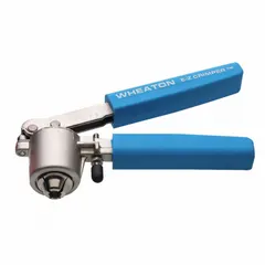 This manual crimper is designed for use with 13 mm crimp-top vials and aluminum seals. Constructed from stainless steel, it provides a secure seal for sample storage and laboratory applications.