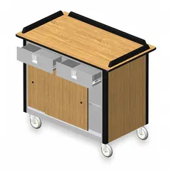 This LAKESIDE portable bar features a light maple finish and one drawer. With an overall height of 38 inches, it is suited for hospitality settings such as banquet halls, catering events, or hotel lounges where mobile beverage service is required.