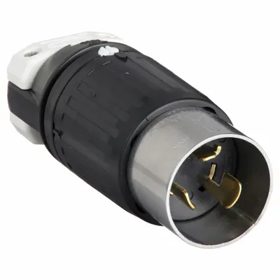 HUBBELL Locking Plug: Non-NEMA, Black/White, 250V DC/600V AC, 50 A, 2 Pole - General Purpose Plugs