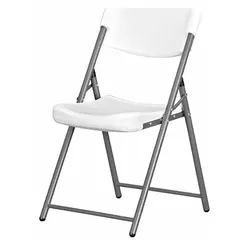 This folding chair combines a steel frame with a platinum plastic seat, rated for a 350 lb weight capacity. Suitable for break rooms, training areas, and temporary workstations requiring portable seating.