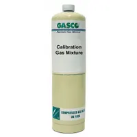 Disposable calibration gas mixture of 50 ppm oxygen in nitrogen, with ±5% accuracy and CGA 600 connection. Used to verify and calibrate oxygen sensors in portable gas detectors from all OEMs