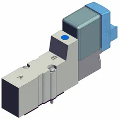 SMC SYJ3140-6LOZ is a five-way, two-position directional control valve from the SYJ3000 series. It features a single solenoid, 12V DC coil, and plug-in electrical connection. The die cast zinc body provides robust construction. Typical applications include directing compressed air in automated machinery, packaging lines, and industrial process controls.