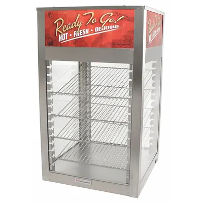 WISCO Humidified Heated Display Case: For Breadsticks/Pizza, 4 Shelves, Silver - Heated Display Cases