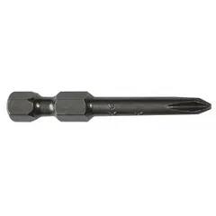 Impact-rated hex bits made from S2 steel, featuring a #1 PH1 tip with standard style. Suitable for driving screws with impact drivers in assembly and maintenance tasks. Supplied as a 5-pack of imperial size bits.