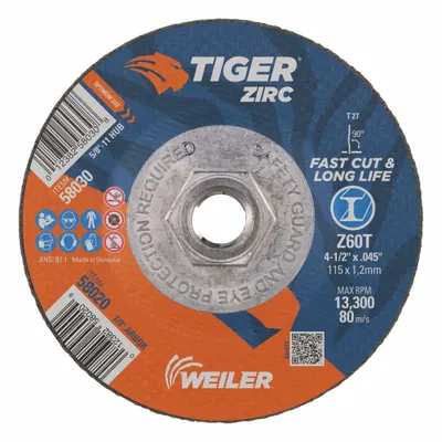 WEILER Tiger Zirc High-Performance Cut-Off Wheel - High-Performance Cut-Off Wheels for Carbon & Stainless Steel