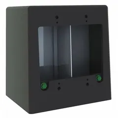 Aluminum electrical pedestal for laboratory furniture, providing a mounting point for outlets or controls. Includes mounting shanks for secure installation. Overall width 5 3/8 in, overall length 4 1/4 in.