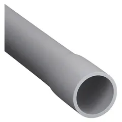 PVC Conduit Schedule 40, 4-inch trade size, 10-foot nominal length. Non-metallic, UV-resistant conduit for protecting electrical wiring in underground, concrete-encased, or exposed indoor installations. Resists moisture, corrosion, and chemicals.