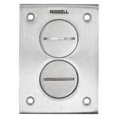 Rectangular floor box cover made of brushed aluminum with a silver finish. Designed for use with compatible floor boxes to provide a finished access point for wiring connections in commercial or industrial environments.