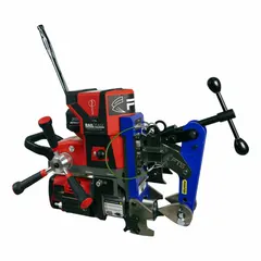 This FTS rail drill is designed for drilling holes in railroad rails during track maintenance and installation. It features a 1 1/2 in Weldon chuck for secure bit retention. The brushless motor provides efficient power for heavy-duty rail applications.