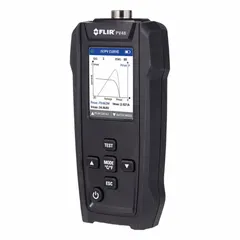 Solar analyzer with TFT display and datalogging for measuring open circuit voltage (0 V minimum). Includes CAT III-300 V double-molded alligator clips and MC4 PV plugs. Used for testing and recording performance of photovoltaic panels during installation and maintenance.