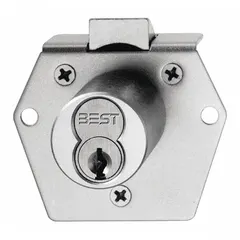 This latchbolt lock is designed for cabinets and drawers in commercial and institutional settings. It features a vertical diamond shape and SFIC compatibility for quick rekeying. Body height is 2 1/8 inches, body width is 1 7/8 inches. Core is not included.