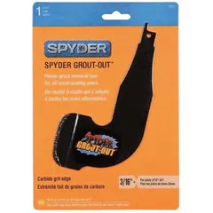 This grout removal tool is designed for use with a reciprocating saw to remove old or damaged grout from tile joints. It features a steel body with tungsten carbide grit for efficient grinding. The tool is 6 inches in length.
