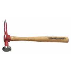 This pick hammer from KEYSCO TOOLS features a 10 oz carbon steel head with a 6 in striking face, mounted on a 12 in handle. Designed for auto body repair, it is used for shaping and smoothing sheet metal panels, as well as for aligning body panels and accessing tight areas.